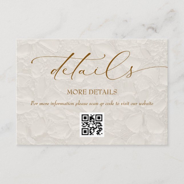 Carte D'accompagnement Cream McNimal Elegant Wedding Détails (Devant)