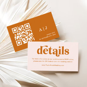 Carte D'accompagnement Cream Orange Retro les années 70 Boho Mariage Site