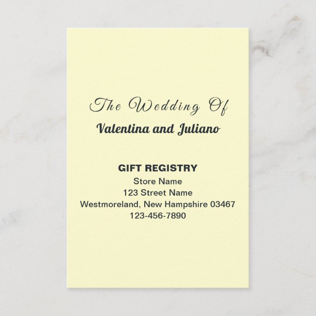 Carte D'accompagnement Cream Wedding Gift Registry Portrait (Devant)
