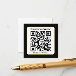 Carte D'accompagnement Create Your Own QR Code   Black White Gold Border
