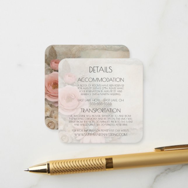 Carte D'accompagnement Créez Votre Propre Fleurs De Papier Rose Chic Shab (Devant/Arrière en situation)