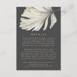 Carte D'accompagnement Crème de Charbon Pampas Grass Floral Jungle Mariag