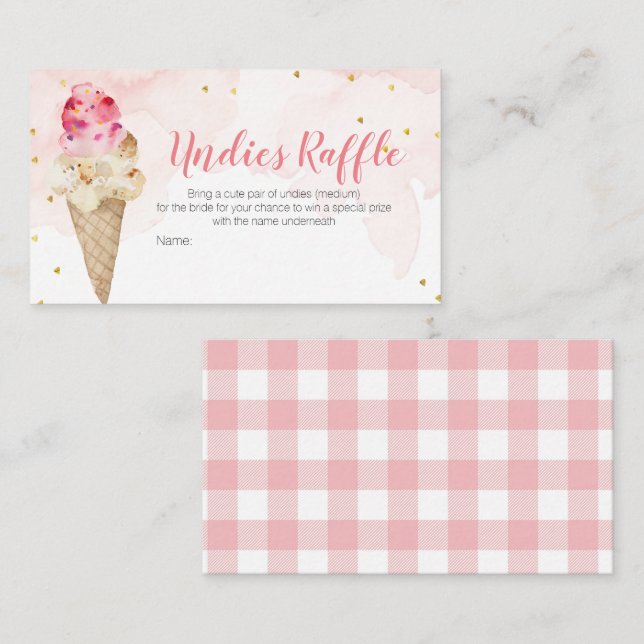 Carte D'accompagnement Crème de glace rose vierge Undies Fête des mariées (Devant / Derrière)