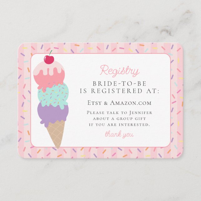 Carte D'accompagnement Crème de glace Sundae Rangée Registre de Fêtes des (Devant)