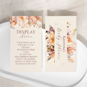 Carte D'accompagnement Crème Floral Chute Baby shower Affichage Douche
