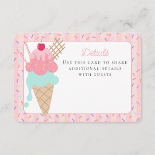 Carte D'accompagnement Crème glacée Sundae Heres the Scoop Détails Insére