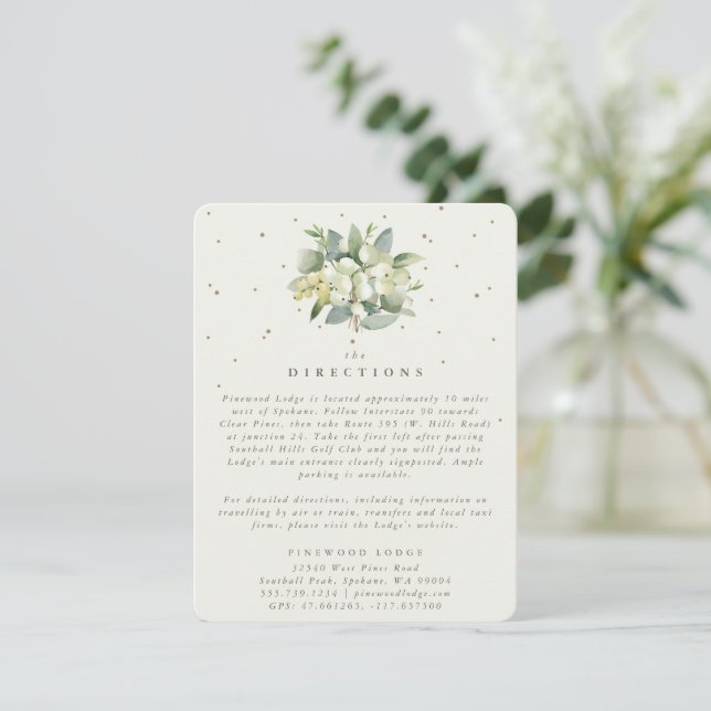 Carte D'accompagnement Crème Snowberry+Eucalyptus Bouquet Directions (Debout devant)