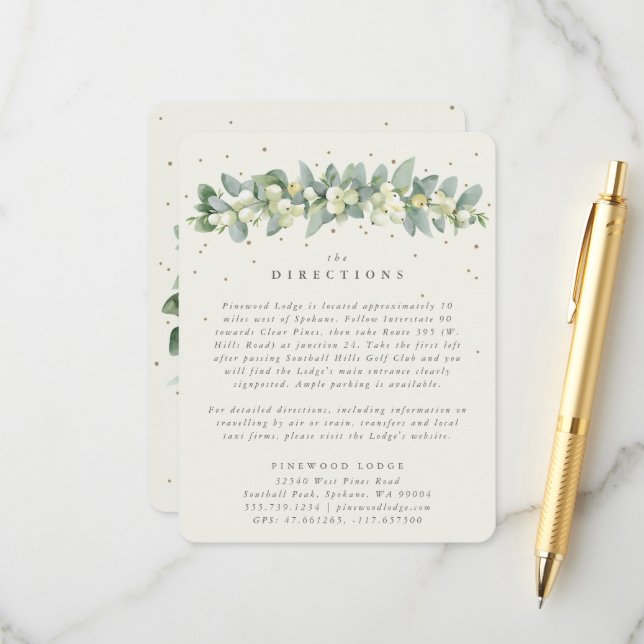 Carte D'accompagnement Crème Snowberry+Eucalyptus Garland Directions (Devant/Arrière en situation)