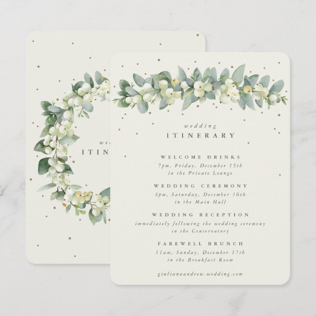 Carte D'accompagnement Crème Snowberry+Eucalyptus Garland Mariages Événem (Devant / Derrière)