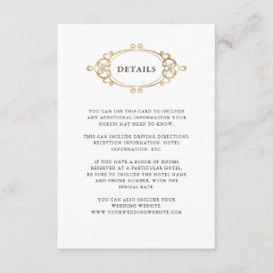 Carte D'accompagnement Crest doré   Détails du Mariage noir et blanc