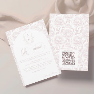 Carte D'accompagnement Crest Mariage Monogram Blush Pink Détails du scrip