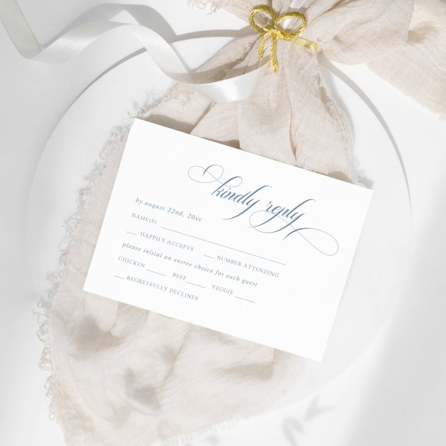 Carte D'accompagnement Crête Vintage bleu Dusty RSVP (Créateur téléchargé)