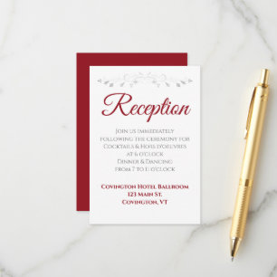 Carte D'accompagnement Crimson rouge sur blanc Elégant mariage réception