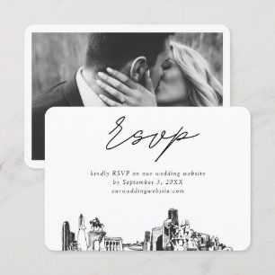 Carte D'accompagnement Croquis minimaliste Mariage de Houston RSVP