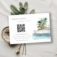Cruise Ship Palm Seascape Mariage QR Code RSVP