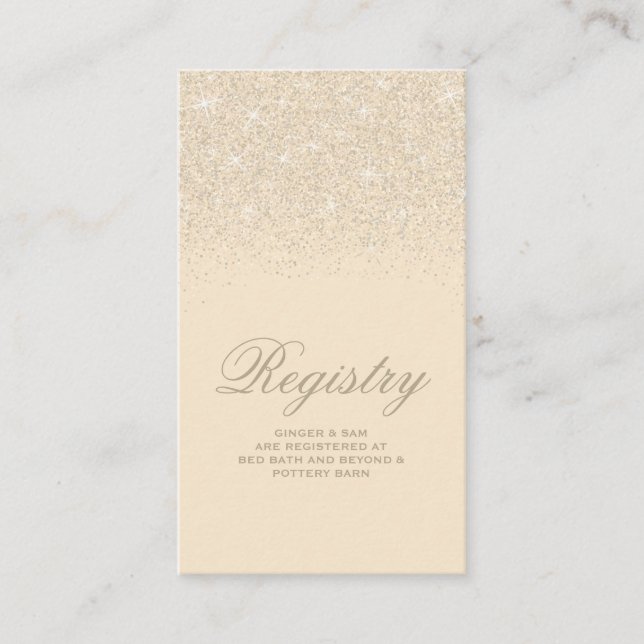 Carte D'accompagnement Crystal Champagne Parties scintillant Mariage Cart (Devant)
