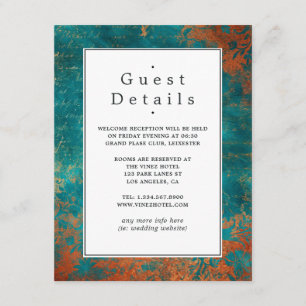 Carte D'accompagnement Cuivre Patina et Mariage Turquoise Détails