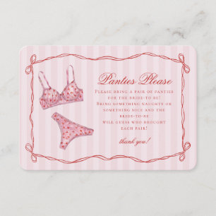 Carte D'accompagnement Culotte de douche lingerie cœur rose et rouge s'il
