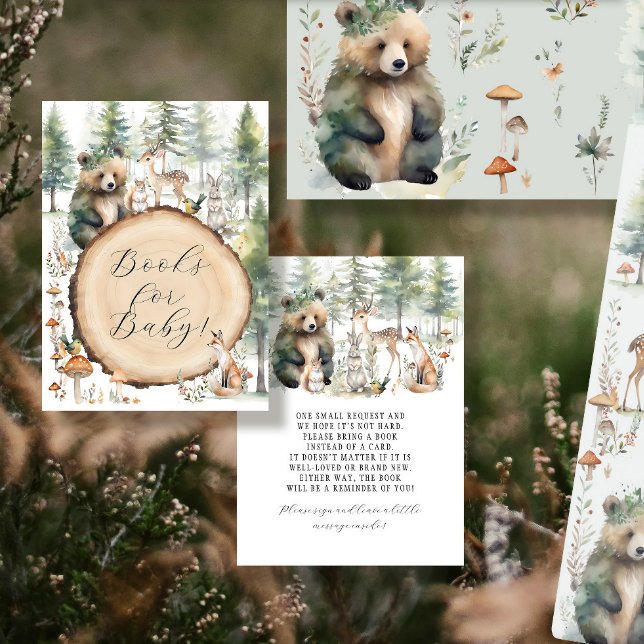 Carte D'accompagnement Cute Animals Forest Woodland Bear Livres pour bébé (Créateur téléchargé)