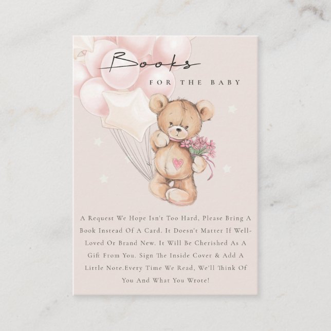 Carte D'accompagnement Cute Aqua Blush Bear Balloon Livres Pour Baby show (Devant)