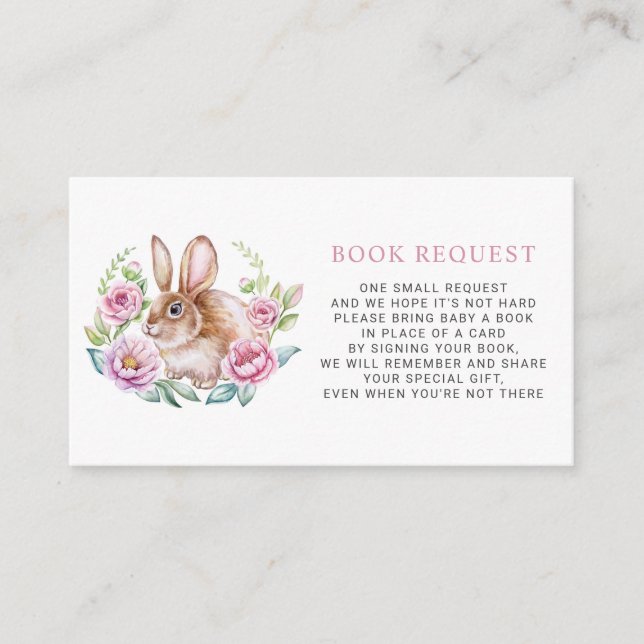 Carte D'accompagnement Cute Aquarelle Bunny Floral Wreath Book Demande (Devant)
