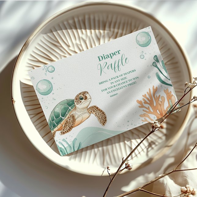 Carte D'accompagnement Cute aquarelle Diapper de tortue de mer Raffin (Créateur téléchargé)