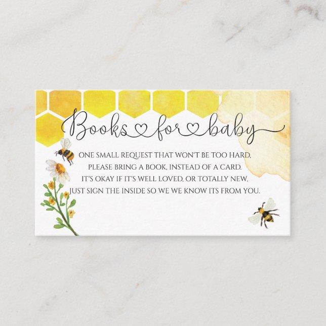 Carte D'accompagnement Cute Aquarelle Miel Abeille Baby shower Demande (Devant)