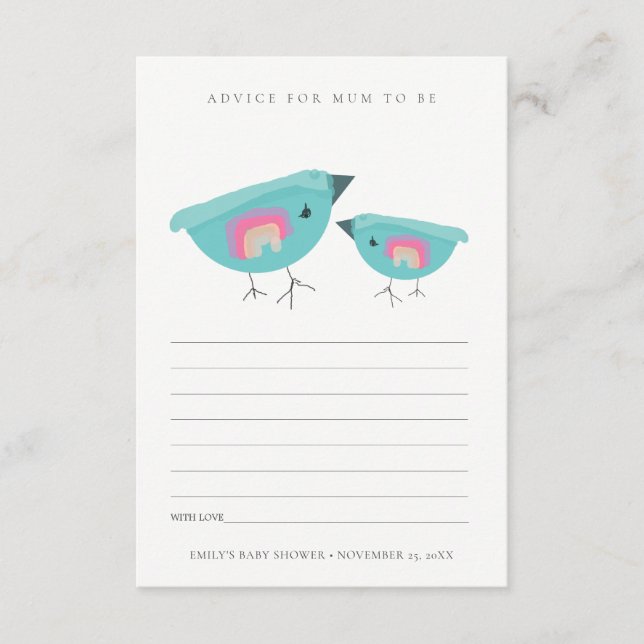 Carte D'accompagnement Cute arc-en-ciel bleu Birdy Conseiller Mum Baby sh (Devant)