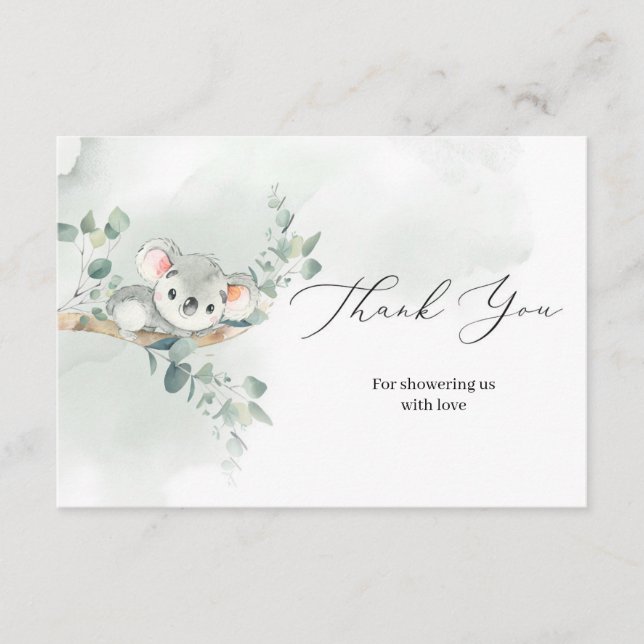 Carte D'accompagnement Cute bébé koala vert eucalyptus merci (Devant)