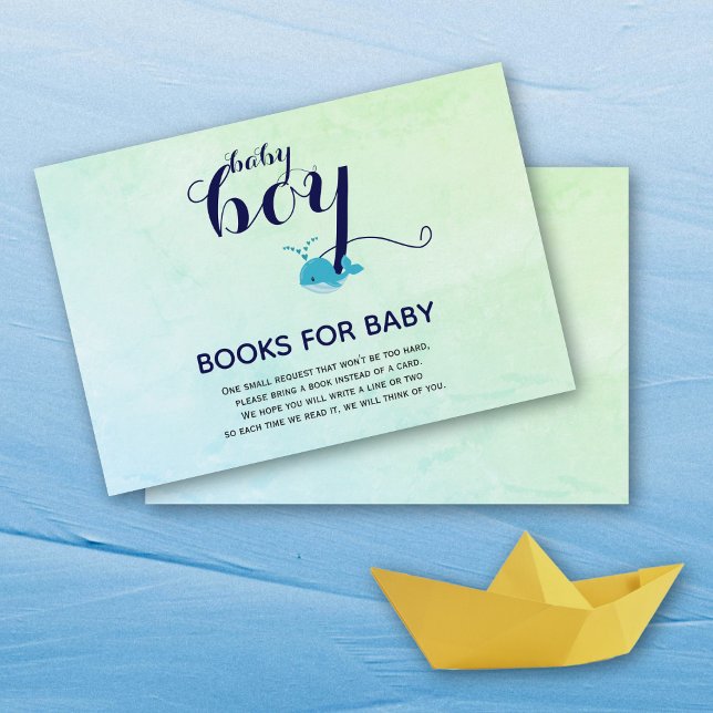 Carte D'accompagnement Cute bleu baleine océan Livres pour Baby shower (Créateur téléchargé)