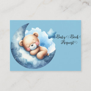 Carte D'accompagnement Cute Bleu Bébé Ours Crescent Lune Demande de réser