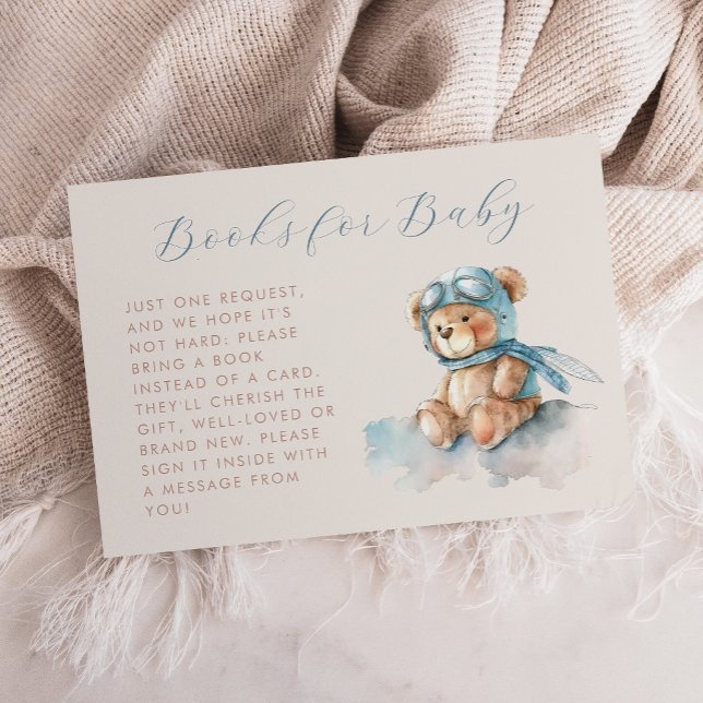 Carte D'accompagnement Cute Blue Aviator Teddy Bear Livres pour bébé (Créateur téléchargé)