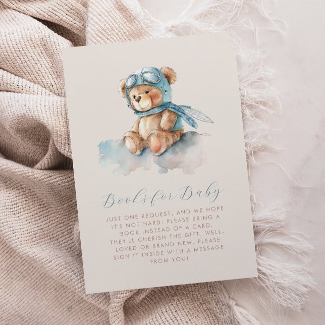 Carte D'accompagnement Cute Blue Aviator Teddy Bear Livres pour bébé (Créateur téléchargé)
