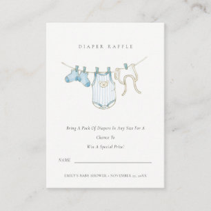 Carte D'accompagnement Cute Blue Clothesline Diaper Baby shower Raffle