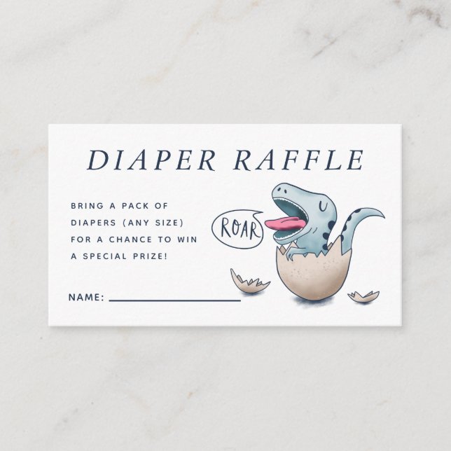 Carte D'accompagnement Cute Blue Dinosaur Baby shower Dineuse Raffle (Devant)