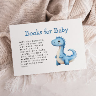 Carte D'accompagnement Cute Blue Dinosaur Baby shower Livres pour bébé