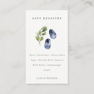Carte D'accompagnement Cute Blue Green Leafy Baby shower du registre des