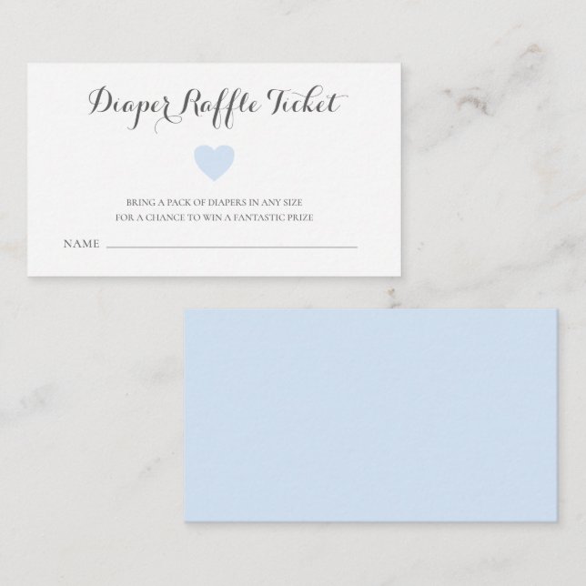 Carte D'accompagnement Cute Blue Heart Diaper Raffle Boy Baby shower (Devant / Derrière)