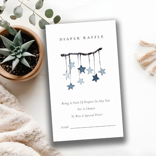 Carte D'accompagnement Cute Blue Star Mobile Diaper Baby shower Raffle (Créateur téléchargé)