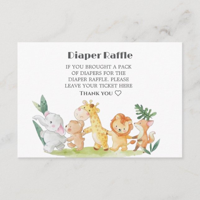 Carte D'accompagnement Cute Bois Animaux Baby shower Déchets Raffle (Devant)