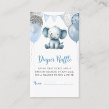 Cute Boy Elephant Baby shower Déchets Raffle