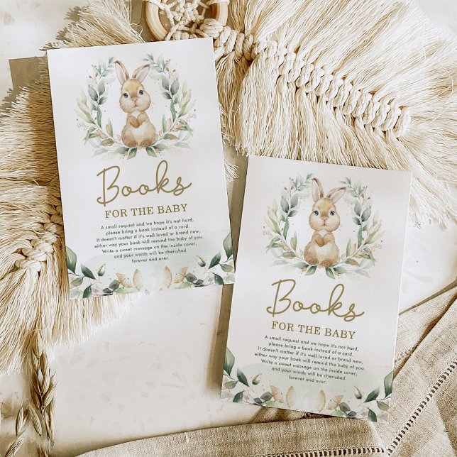Carte D'accompagnement Cute Bunny Rabbit Green Wreath Livres pour bébé (Créateur téléchargé)
