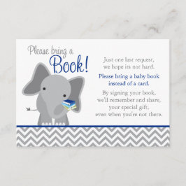 Carte D'accompagnement Cute Elephant Chevron Marine Blue Baby shower Book