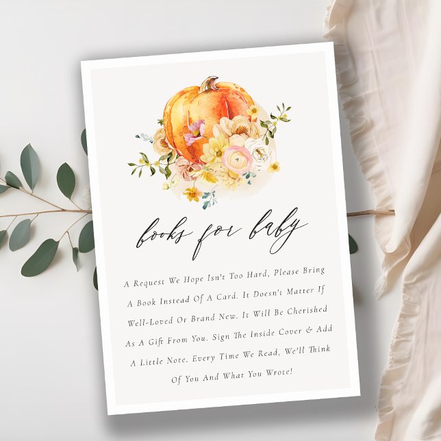 Carte D'accompagnement Cute Floral Orange Citrouille Livres pour Baby sho (Créateur téléchargé)