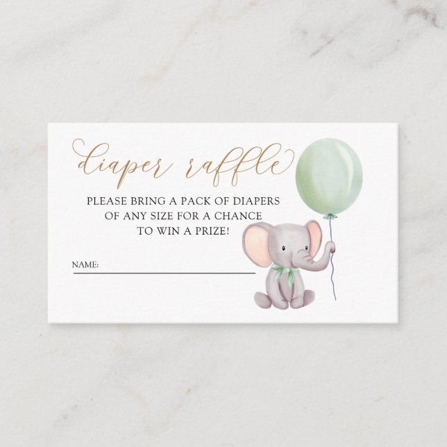 Carte D'accompagnement Cute Genre Neutre Elephant Déchets Raffin (Devant)