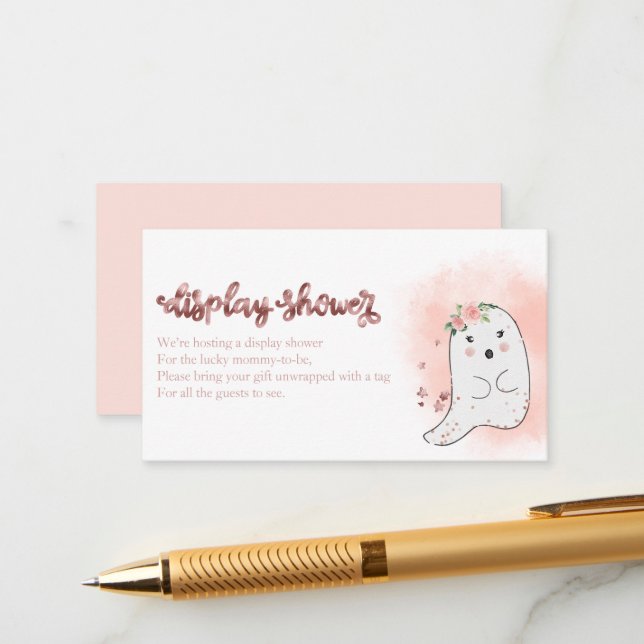 Carte D'accompagnement Cute Ghost Halloween Baby shower Écran Douche En (Devant/Arrière en situation)