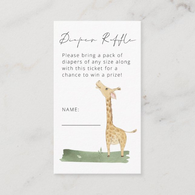 Carte D'accompagnement Cute Giraffe Script Diaper Baby shower de raffe (Devant)