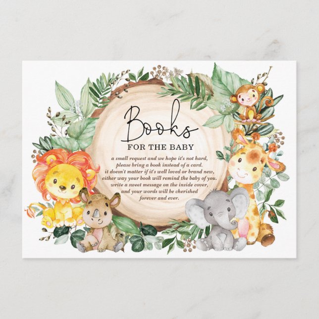 Carte D'accompagnement Cute Greenery Jungle Animals Livres pour bébé (Devant)