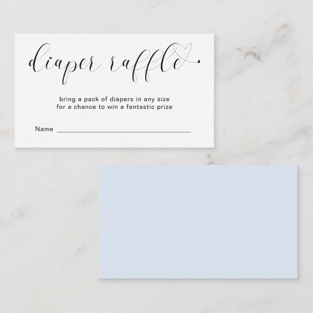 Carte D'accompagnement Cute Heart Blue Boy Diaper Baby shower Raffle (Devant / Derrière)