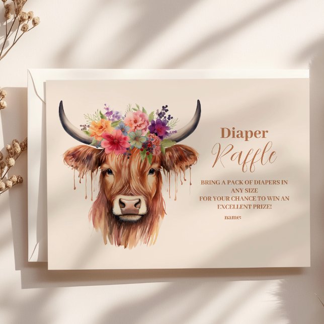 Carte D'accompagnement Cute Highland Baby shower de vache Raffle Diapper (Créateur téléchargé)
